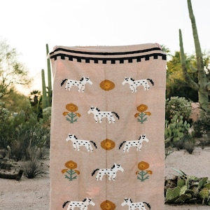 Ponies & Poppies (Oro)// Handwoven Blanket image 1