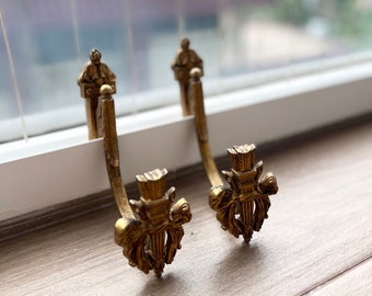 Solid Brass Wall Hooks: Set of Two