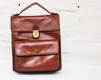 Mid Century Oblong Brown Leather Bag