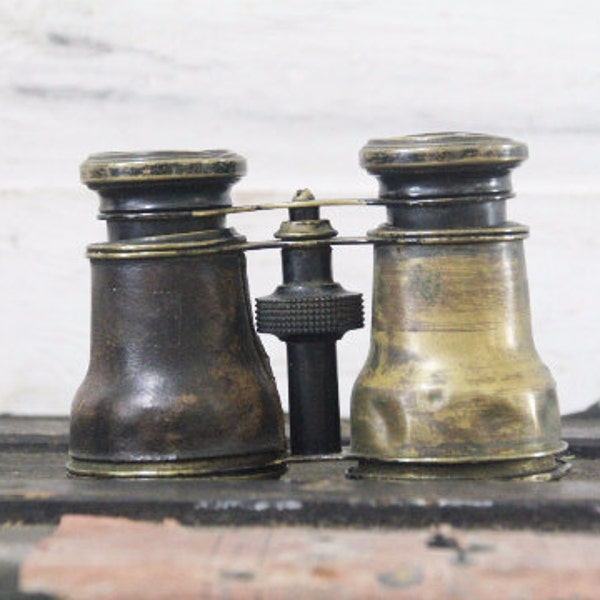 Leather and Brass Antique Opera Glasses