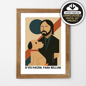 John Wick and Dog Art Poster, Bauhaus Style Poster, Gift Idea, Illustrations, Wall Art Decor, Home/Office Decor Poster
