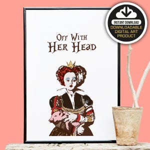 Poster Red Queen, Alice In Wonderland, Helena Bonham Carter, illustraties, typografie, cadeau-idee, wanddecoratie kunst aan de muur