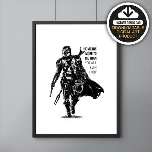 The Mandalorian Art Poster, Grogu Poster,  Illustrations, Typography, Wall Art Decor, Decor Poster, Gift Idea