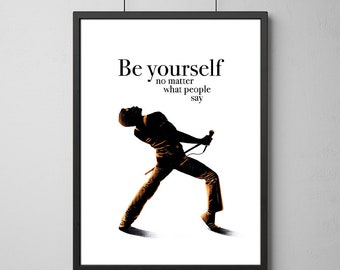 Freddie Mercury Poster, Queen, Gift Idea, Illustrations, Typography, Wall Art Decor, Home/Office Decor