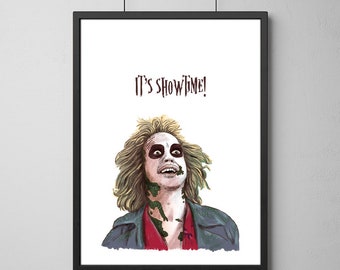 Beetlejuice Poster, It's Showtime, Beetlejuice Illustration Poster, Typography, Home/Office Decor Poster, Gift Idea
