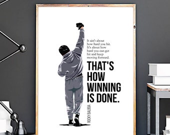 Rocky Balboa Art Poster, Rocky Balboa Quotes, Movie Poster,  Cult Original Art Poster, Illustrations, Typography
