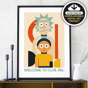Rick and Morty Poster, Bauhaus Art Style, Illustration Poster, Typography, Wall Hanging Wall Art Decor, Home/Office Decor Poster, Gift Idea