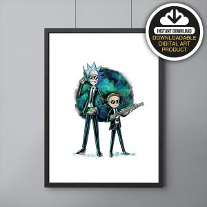 Rick and Morty Art Poster, MIB, Typography, Home/Office Decor Poster