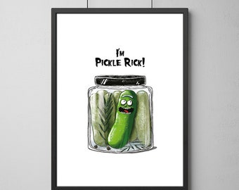 Pickle Rick Art Poster, Typography, Home/Office Decor Poster