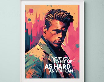 Tyler Durden Poster, Fight Club Poster, Illustrations, Typography, Gift Idea