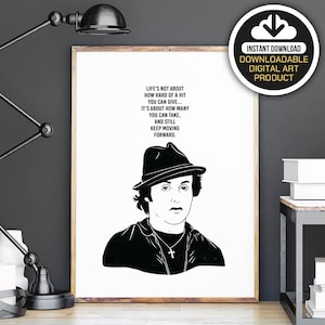 Rocky Balboa Poster, Rocky Balboa Quotes, Movie Poster,  Cult Original Art Poster, Illustrations, Typography