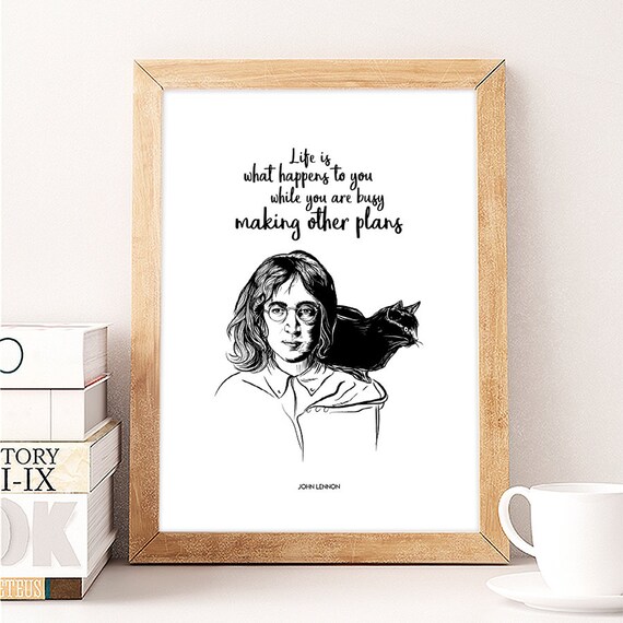 John Lennon Und Cat Poster John Lennon Zitate Etsy