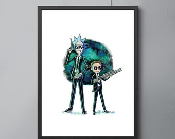 Rick and Morty Art Poster, MIB, Typography, Home/Office Decor Poster