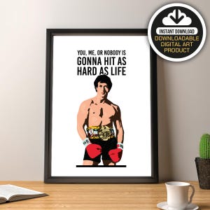 Rocky Balboa Poster, Rocky Balboa Quotes, Movie Poster,  Cult Original Art Poster, Illustrations, Typography