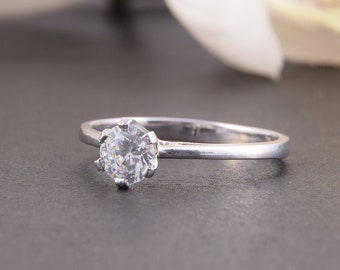 0.5 ct solitaire ring, Cz promise ring, Solitaire ring, Women promise ring, Promise ring for her, Elegant ring, Silver ring for women