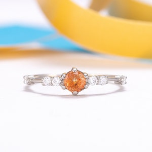 Unique sunstone promise ring for her, Dainty minimalist sunstone engagement ring, Sunstone anniversary bridal ring, Custom birthstone ring image 1