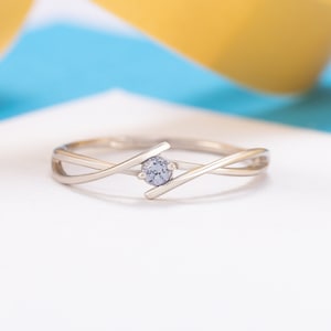 Celtic style solitaire alexandrite promise ring for her, Dainty minimalist alexandrite engagement ring, Gemstone ring, Birthstone ring