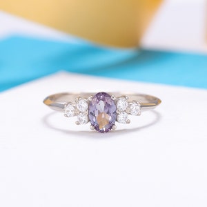 Alexandrite promise ring, Alexandrite engagement ring, Gemstone ring, Birthday gift for her, Unique silver promise ring, Anniversary ring