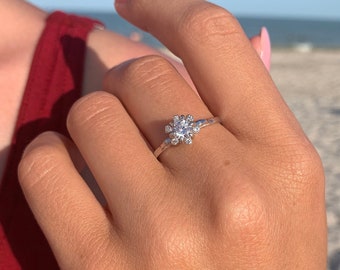 Victorian engagement ring, Antique style ring, Women engagement ring, Art deco engagement ring, 0.5 ct engagement ring, Unique ring for her