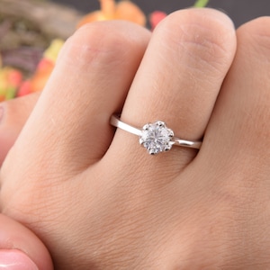 Cz Engagement Ring, Celtic Engagement Ring, Silver Solitaire Promise Ring for Her, Filigree Engagement Ring