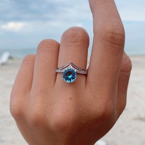 Topaz Ring, Antique Style Ring, Anniversary Ring For Her, Women Anniversary Ring, Engagement Ring Silver, Blue Stone Ring,Unique Silver Ring