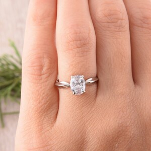 Art deco silver ring, Promise ring for her, Oval cut ring, White cz ring, Cz engagement ring, Antique ring silver, Cz solitaire ring