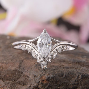 Unique 925 sterling silver art deco womens engagement ring, Marquise cut promise ring for her, Dainty womens promise ring, Gift for her ring