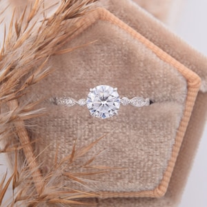 Womens 925 sterling silver antique style art deco 1ct round cz womens engagement ring, Dainty victorian 1ct round cz womens wedding ring