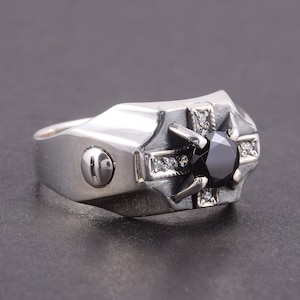 Men ring, Signet ring, Men ring silver, Black stone ring, Men stone ring, Silver signet ring, Men jewellery, Silver men jewelry