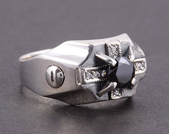 Men ring, Signet ring, Men ring silver, Black stone ring, Men stone ring, Silver signet ring, Men jewellery, Silver men jewelry