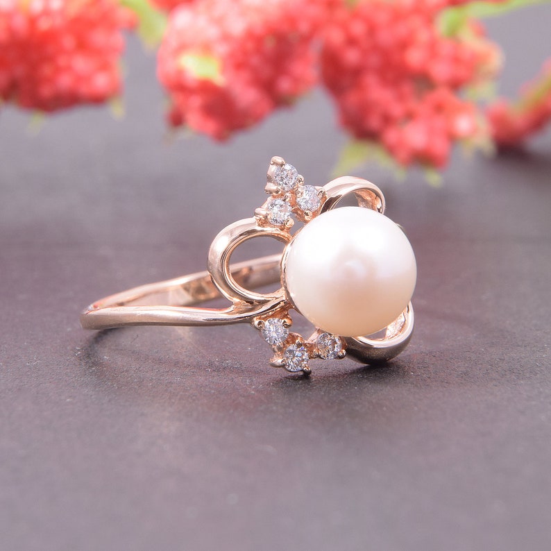 Pearl Ring Gold Pearl Ring Promise Ring White Pearl Ring Etsy