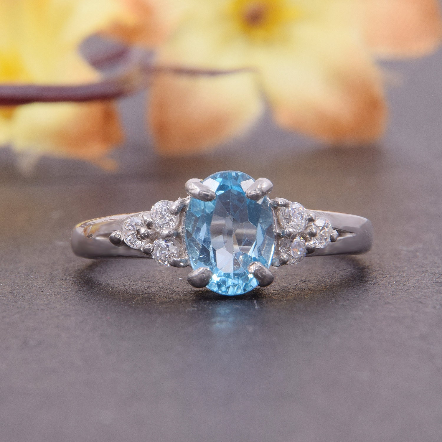 Topaz Ring Silver Promise Ring for Her Silver Promise Ring | Etsy