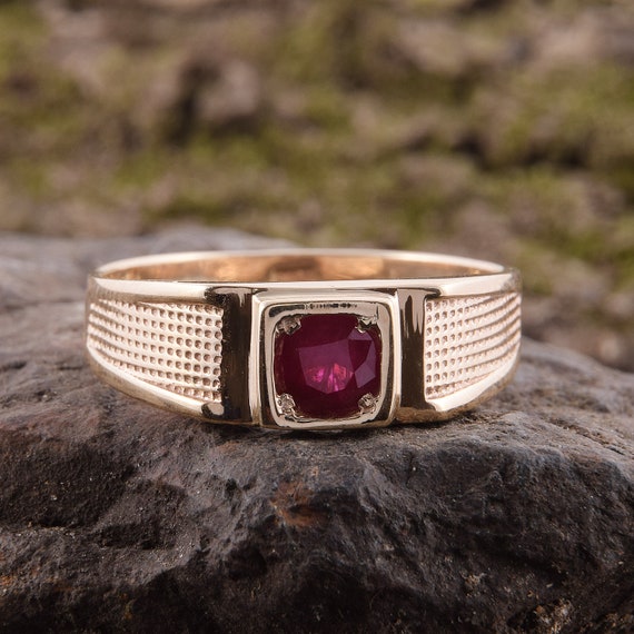 Natural Ruby Mens Ring, Manik Gemstone Ring - Shraddha Shree Gems