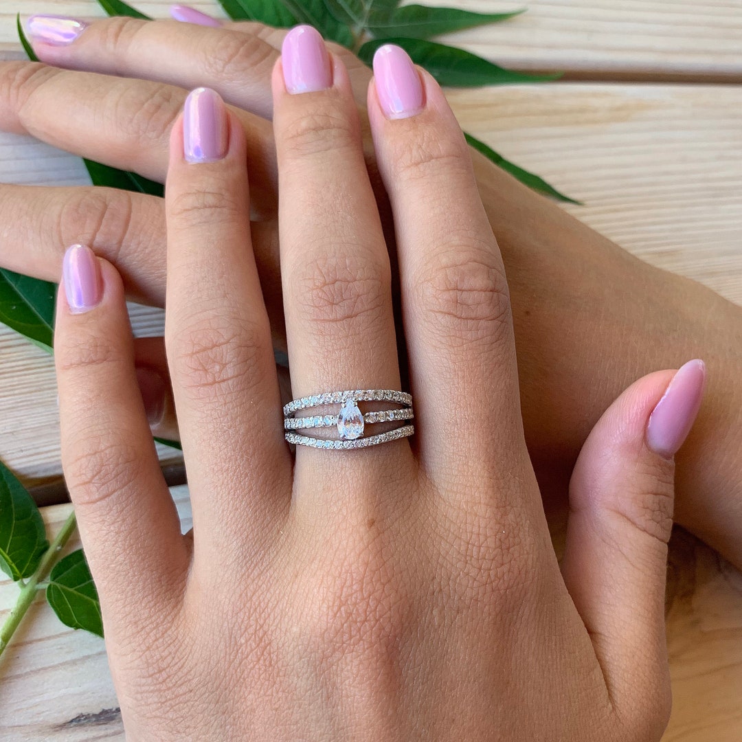 Silver Wedding Rings, Promise Rings, Bridal Rings Set, Wedding Rings