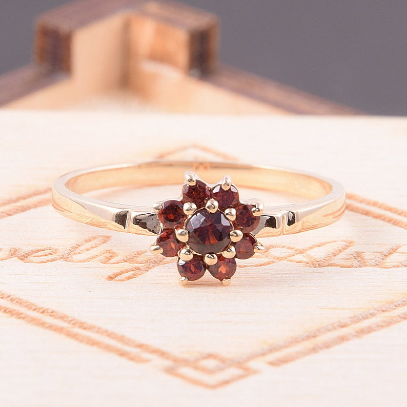 Promise ring Minimalist ring Tiny ring Garnet ring Gemstone ring Yellow gold ring Dainty ring Custom stone ring Birthstone ring