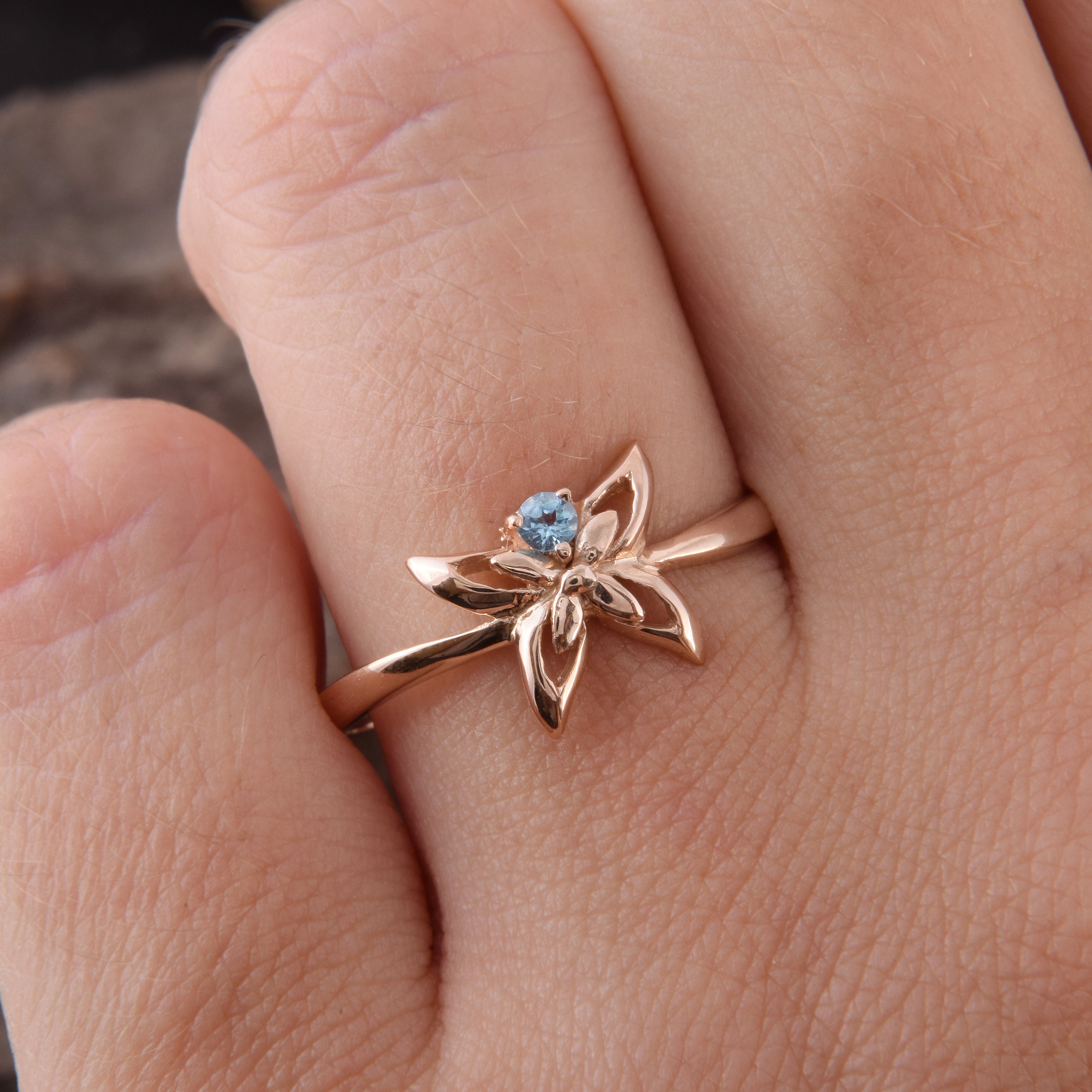 14k rose gold butterfly promise ring for her Womens blue Etsy
