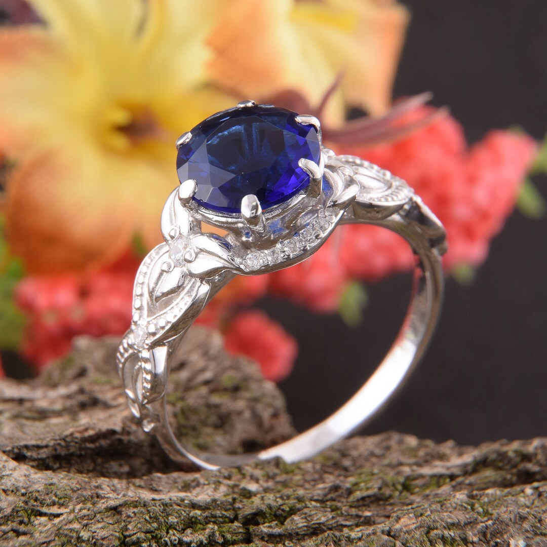 Sapphire Engagement Ring, Art Deco Engagement Ring, Celtic Engagement ...