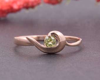 Peridot ring, Solitaire ring, Minimalist ring, Rose gold ring, Tiny ring, Delicate ring, August birthstone, Custom stone ring, Promise ring