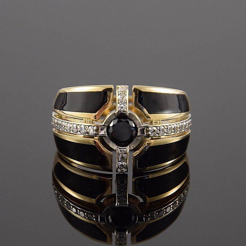 Men signet ring Gold signet ring Geometric ring Unique men ring Signet ring Black stone ring Men ring gold Black ring men