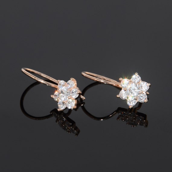 Rose gold earings Flower earrings Small earrings Dainty Etsy