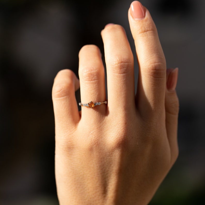 Unique sunstone promise ring for her, Dainty minimalist sunstone engagement ring, Sunstone anniversary bridal ring, Custom birthstone ring image 2