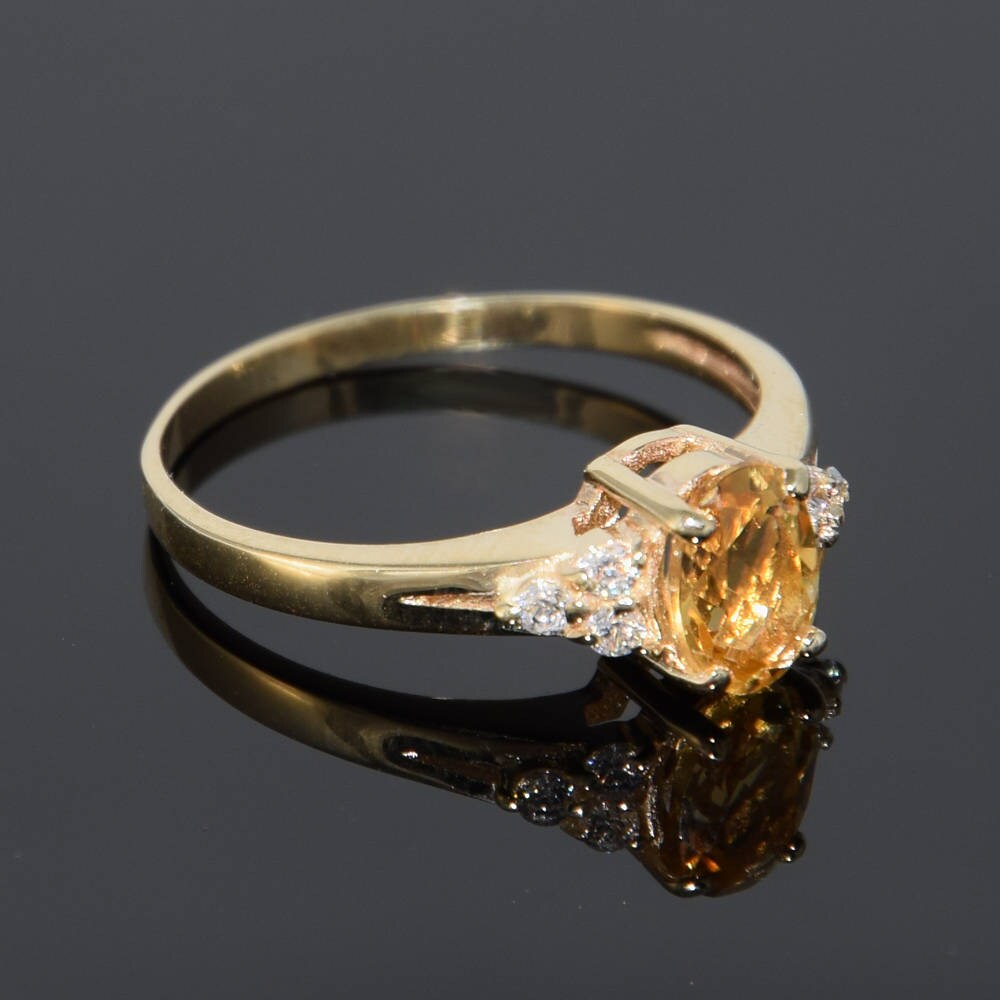 Yellow Gold Ring Citrine Ring Women Ring Gold Oval Cut - Etsy