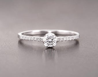 Minimalistische verlovingsring van 925 sterling zilver met zirkonia voor haar, verlovingsring met kubische zirkonia
