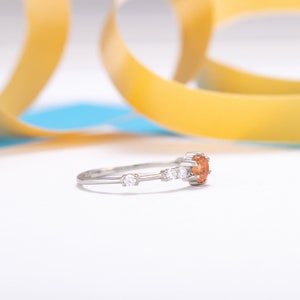 Unique sunstone promise ring for her, Dainty minimalist sunstone engagement ring, Sunstone anniversary bridal ring, Custom birthstone ring image 5