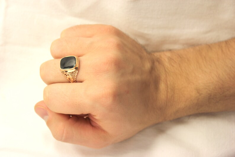 Black Onyx Ring Onyx Men Ring Square Men Ring Signet Men | Etsy