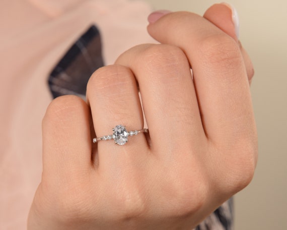 0.8 carat oval diamond cheap ring on hand