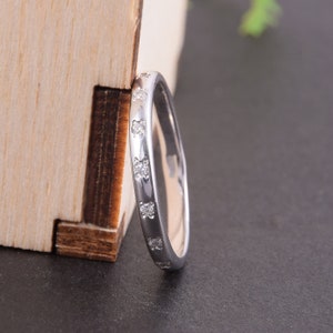 Women wedding band, Silver wedding band, Elegant ring, CZ wedding band, Tiny wedding band, Wedding band for her, Minimalist ring,Dainty ring