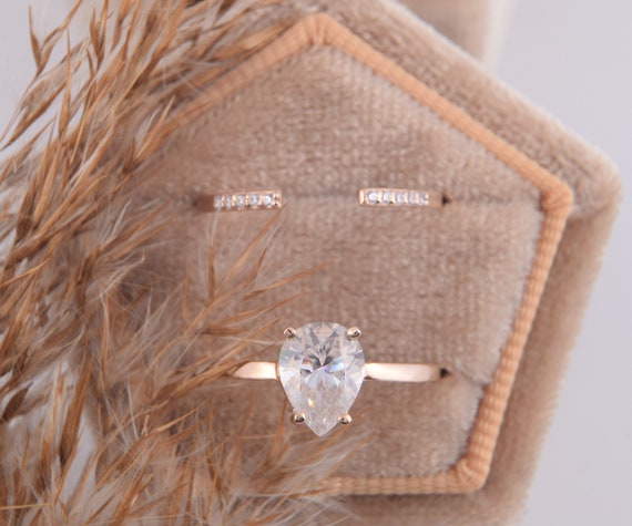 Simple y delicado conjunto de anillos de boda de mujer de oro - Etsy