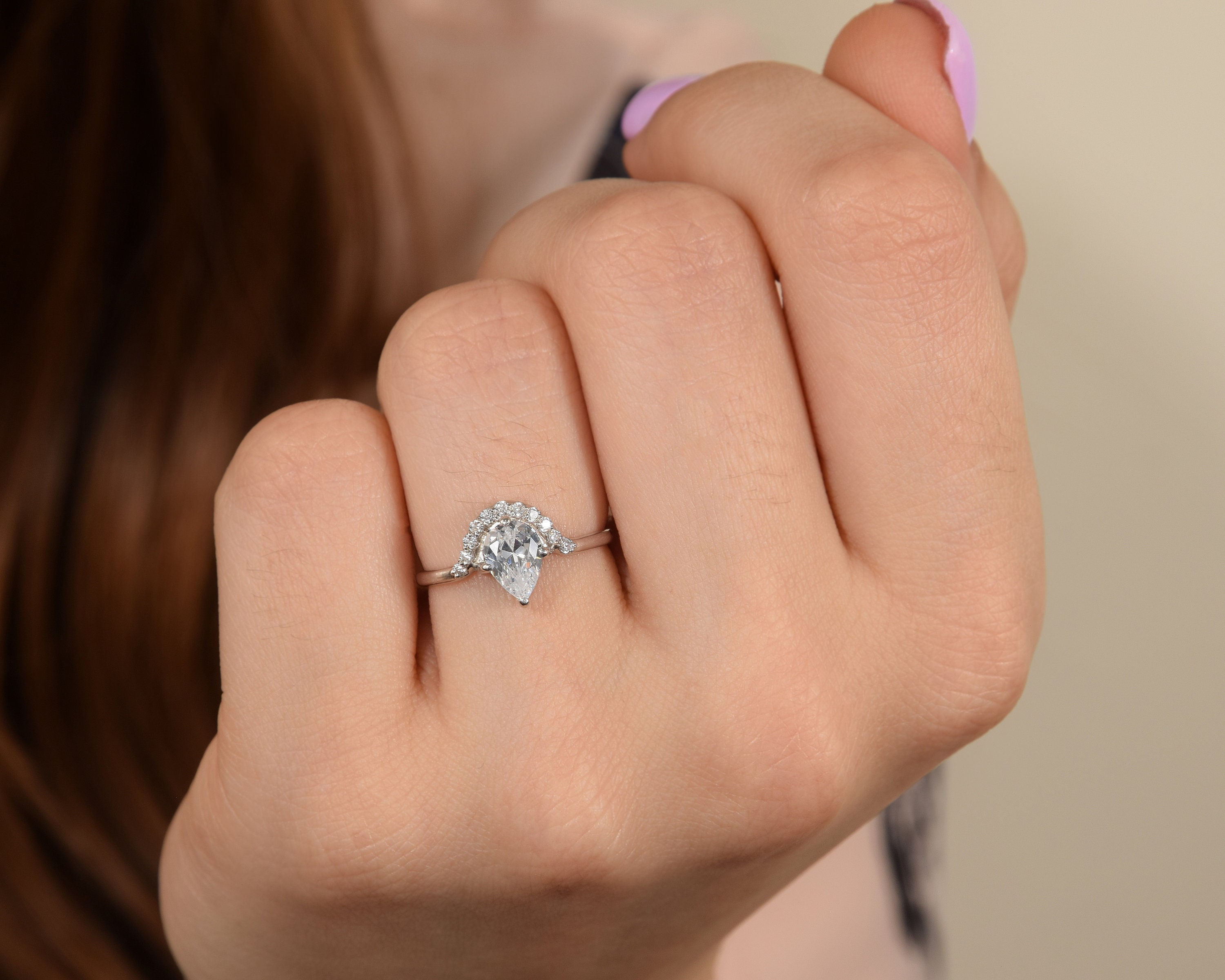 Anillo de vintage art deco pear cz anillo de Etsy España