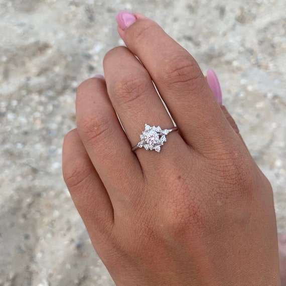 Unique 925 sterling silver womens art deco engagement ring,Antique style dainty & elegant promise ring for her,Victorian womens promise ring